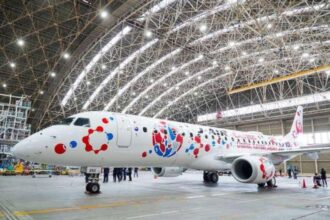 Rendering of the Embraer E190-E2 aircraft selected for J-Air, a subsidiary of Japan Airlines