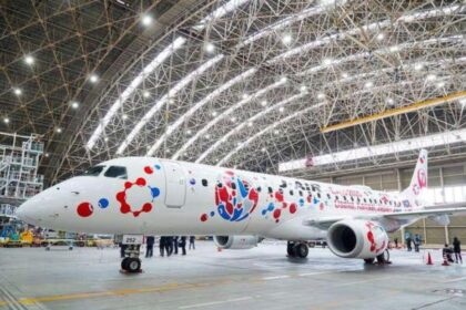 Rendering of the Embraer E190-E2 aircraft selected for J-Air, a subsidiary of Japan Airlines