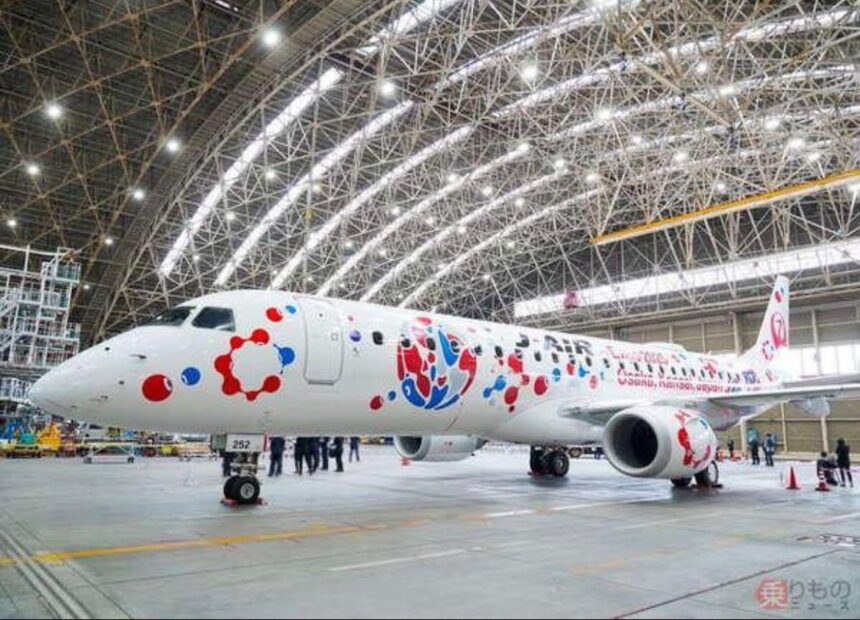 Rendering of the Embraer E190-E2 aircraft selected for J-Air, a subsidiary of Japan Airlines