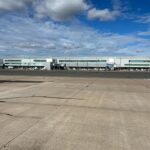Terminal buildings and control tower at Birmingham Airport