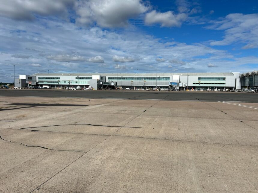Terminal buildings and control tower at Birmingham Airport