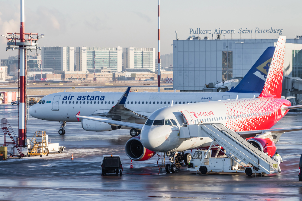 Russian airplanes at the airport: Pulkovo. Russia, St. Petersburg. 2018 © @alenka2194 on https://depositphotos.com/home.html