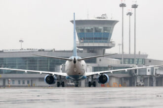 Photo of a plane arriving at Sheremetyevo airport