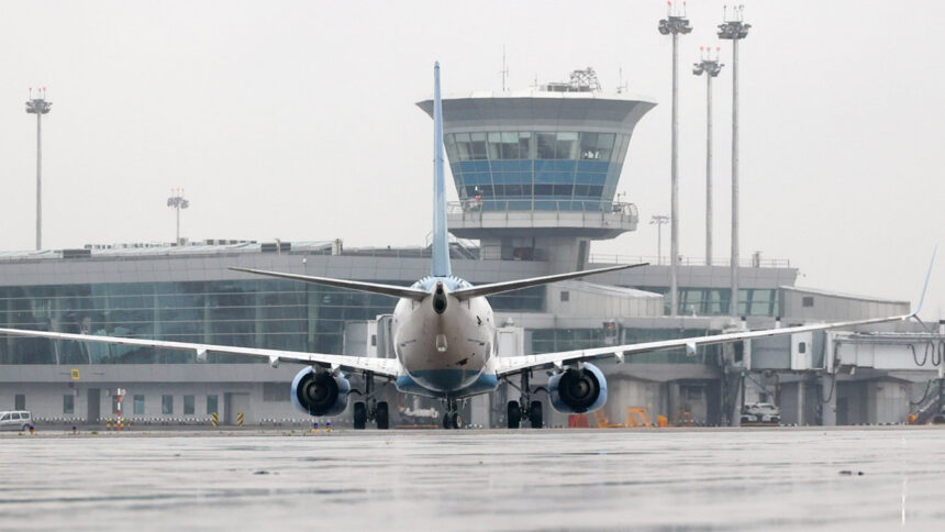 Photo of a plane arriving at Sheremetyevo airport